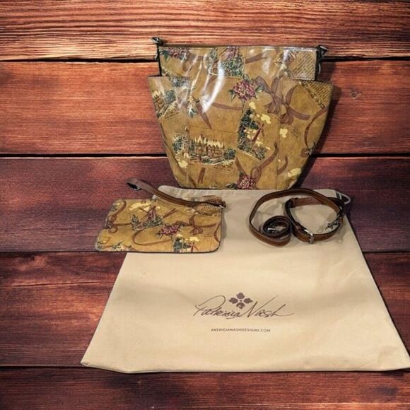 PATRICIA NASH AVELEY MY EUROPEAN TRIP  LEATHER CROSSBODY TOTE -BEAUTIFUL!! - Picture 1 of 6